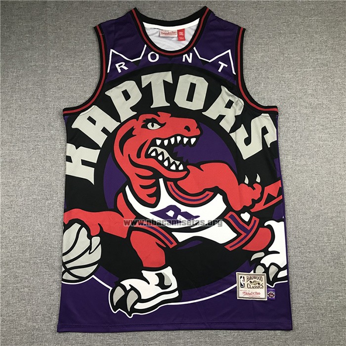 Camiseta Toronto Raptors Tracy Mcgrady NO 1 Mitchell & Ness Big Face Violeta